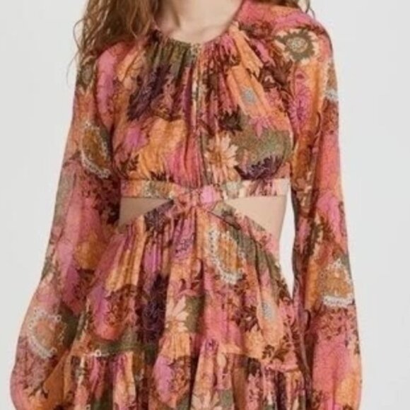 NWOT A.L.C. Izzy Fit & Flare Floral Cut Out Silk Boho Mini Dress XS $695 - Picture 12 of 14